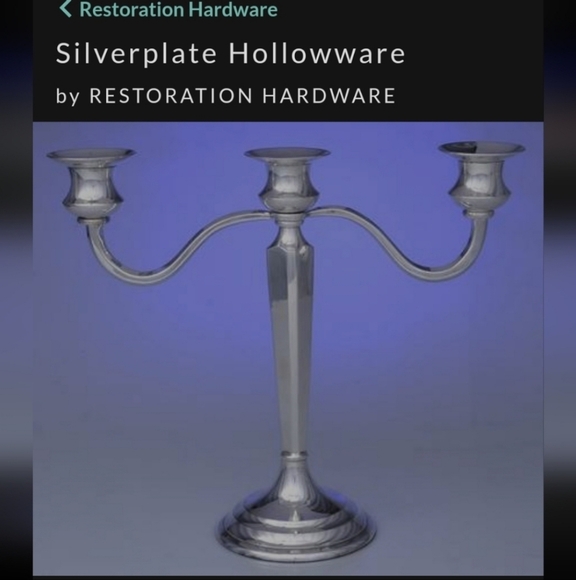 RH  Restoration Hardware Silver 3 Candle Candlebra Heavy - Picture 1 of 7
